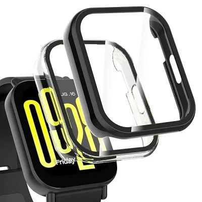 2枚入り Xiaomi Redmi Watch 5 Active ケース 保護カバー+フィルム 一体型 Xiaomi Redmi Watch 5 Active カバー 保護フィルム PC素材のフレーム 全面保護 衝撃吸収 高感度タッチ クリア+ブラック 送料無料