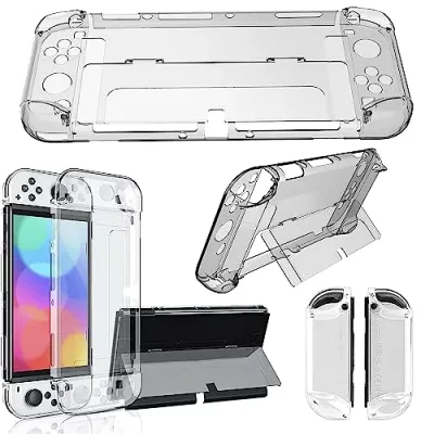 Switch OLED Cover Switch Organic EL Model Clear Cover TPU Joy-Con (L) / (R) Cover Separate Design Easy to Put on and Take Off No Yellowing Ultra Thin Lightweight Super Shockproof Anti-Fingerprint Anti-Scratch Full Protection Nintendo Switch OLED Cover Compatible with Dock