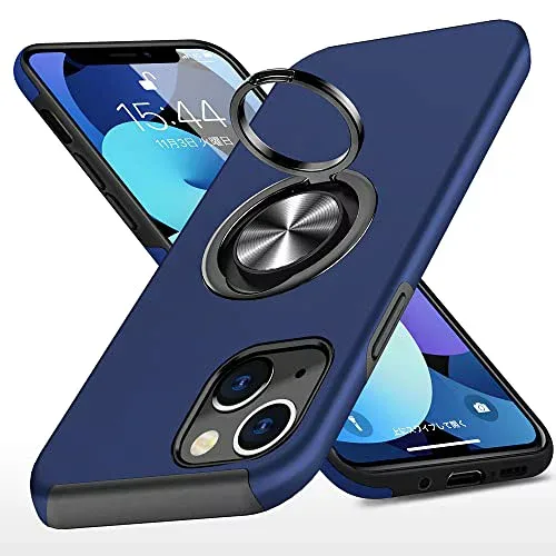 iPhone 13 ケース リング付き PC TPU 耐衝撃 衝撃吸収 傷つけ防止カバー 全面保護 360度回転カバー アイフォン 13用 スマホケース 車載ホルダースタンド機能 防塵 薄型 軽量 落下防止 人気 おしゃれ 携帯カバー 青 送料無料