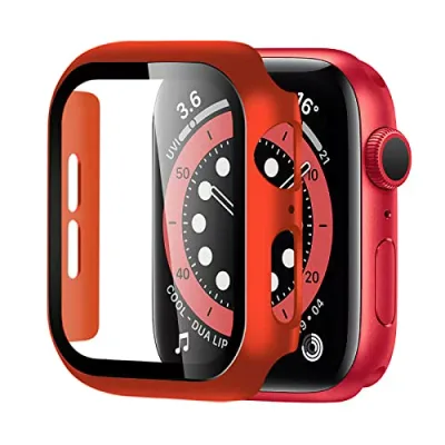 Apple Watch ケース Series 10 アップルウォッチ カバー ガラスフィルム 一体型 PC素材 軽量 二重構造 アップルウォッチ ケース 全面保護 高耐久 高透過率 装着簡単 (42mm レッド) 送料無料