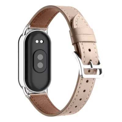 Xiaomi Smart Band 10 / 9 / 8 ベルト 交換 バンド レザーバンド xiaomi mi band 10 / 9 / 8 替えベルト シャオミ スマート 換えストラップ 革製ストラップ レザー替えストラップ ビジネスベルト クイックリリース 長さ調節可能 男女兼用 ピンク