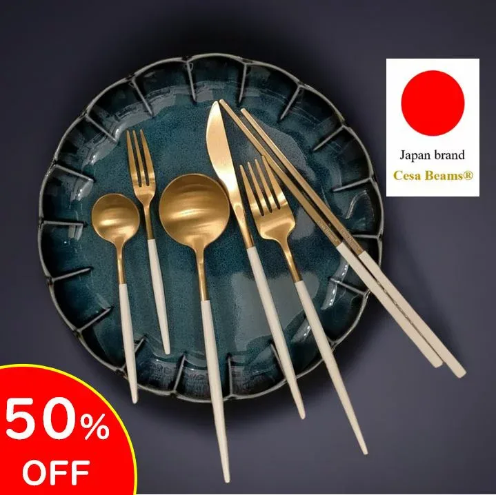 cesa beams 2点目40%オフクーポン カトラリー カトラリーセット 食器 食洗機対応 プラチナシリーズ6本 カトラリーおしゃれ ゴールド 北欧 結婚祝い ギフト食器 スプーン フォーク ナイフ お箸 箸 和食器 和風 洋風 家族