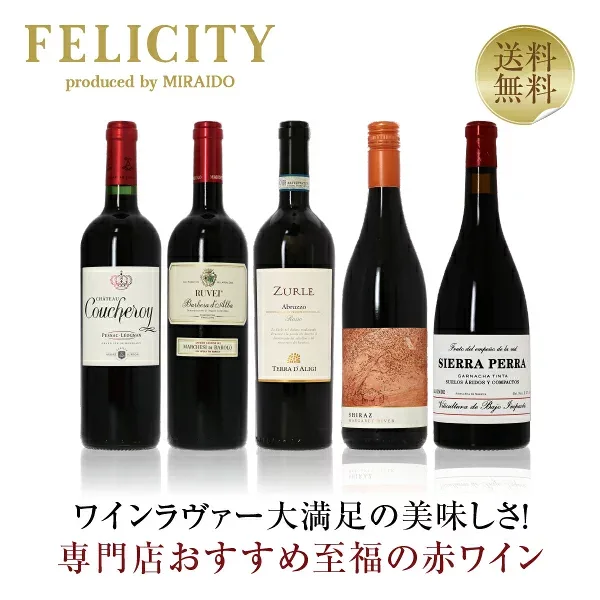 500円OFFクーポン対象 【9】至福の赤ワイン 5本セット 第21弾 750ml×5 飲み比べ ワイン セット 【送料無料】【包装不可】