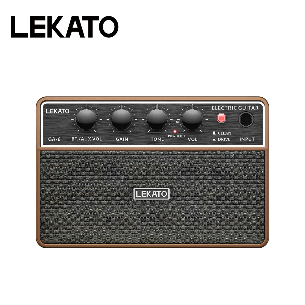 LEKATO ミニ ギターアンプ エレキギターアンプ スピーカー ワイヤレス 10W AUX usb 充電式 Bluetooth機能 無線 ヘッドホンジャック ブルートゥース ミニアンプ ギター ベース 練習用 mini 小型 自宅 ライブ アコギ ベースアンプ