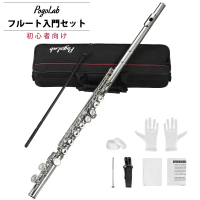 【SALE!】【楽天1位】フルート セット Cキー ケース付き オフセット リッププレート 入門者向け 初心者 管楽器 吹奏楽 運指 中学生 高校生 大学生 練習 入学式 flute ニッケル 音楽 誕生日 バッグ プレゼント ギフト バッグ お手入れ