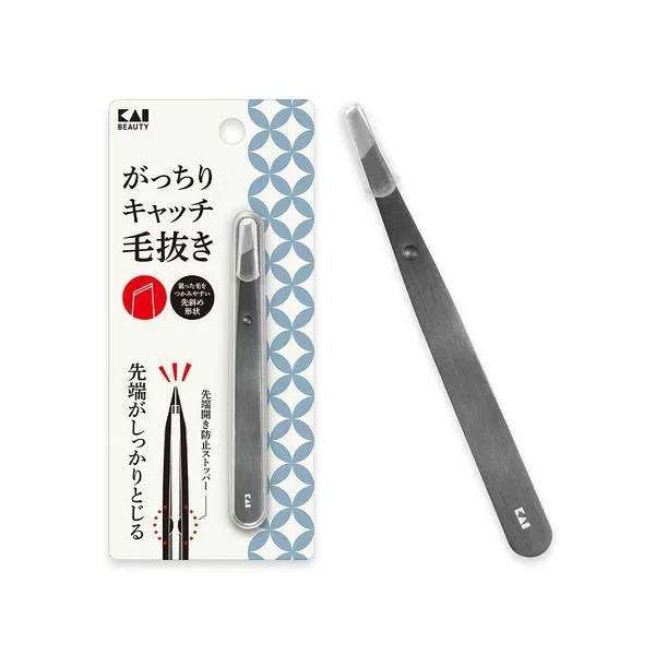 【10%オフクーポン】 貝印 がっちりキャッチ 毛抜き ブラック