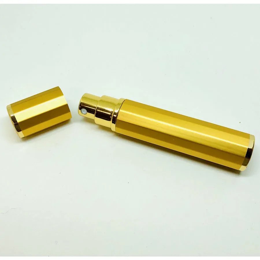 【スプレー容器】8ml 金色 ゴールド 香水 アロマ 消毒液 除菌水 詰替 パフューム 遮光 12角形 ボトル 外出先 ポーチサイズ コンパクト 詰め替え