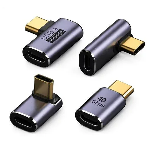 Type C 変換 アダプター 4点セット 40Gbps 高速データ転送 アルミ合金製 L字 立体彎 中彎 直头 側彎 多機能 USB-C タイプc アダプタ スマホ ノートPC 充電 データ転送 軽量 コンパクト 耐久性 工事…