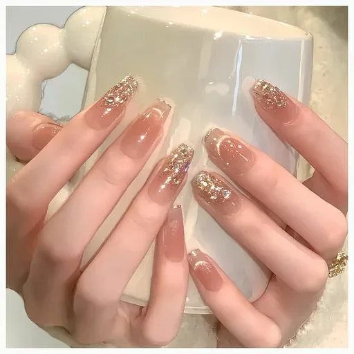 MISS MUMU ネイルチップ 24枚入 ネイルチップ ロング 春夏 シンプル かわいい おしゃれ 人気 ネイルシール 花嫁ネイル 光沢 つけ爪 成人式 結婚式 入学式 卒業式 パーティー できます(セーヌ…
