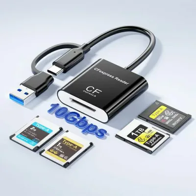 Cfexpress type a カードリーダー ,SDカードリーダー,2-IN-1 Type-C & USB-A カードリーダー USB 3.2 (Gen 2) 10Gbps超高速転送 アルミ合金 放熱性優れる メモリーカードリーダー 2TB 最大