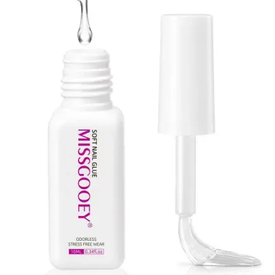 Missgooey ソフトネイルグルー 10g 無臭 ネイルチップ接着剤 付け爪用接着剤 白くなりにくい ゼロストレス装着 速乾 強力密着 UVライト不要 セルフネイル 「新配合」