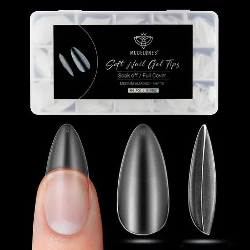 MODELONES ネイルチップ ショートオーバル サンディング済みネイルチップ 510枚セット フルカバー アーモンドネイル クリアチップ 練習用 業務用 セルフジェルネイル00057
