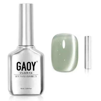 GAOY マグネットネイル 超微粒子 緑 ジェルネイル キャッツアイジェル ガラス玉 単色*16ml UV・LED対応 カラージェル ポリッシュタイプ(2335 グリーンジェイド)