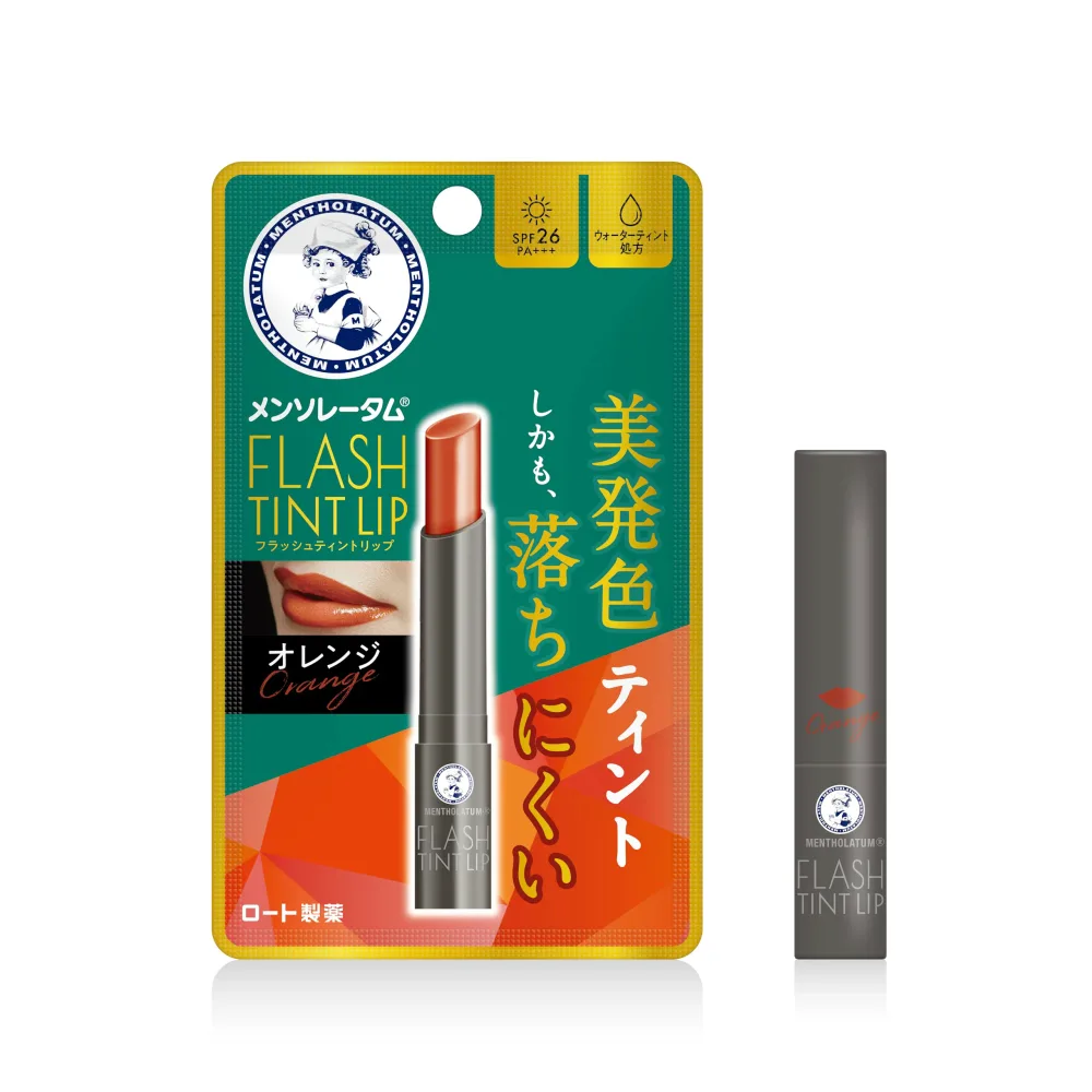 メンソレータムリップ メンソレータム フラッシュティントリップ オレンジ 2g(6種のオイル配合 高保湿 美発色 落ちにくい UV対策 SPF26 PA+++)