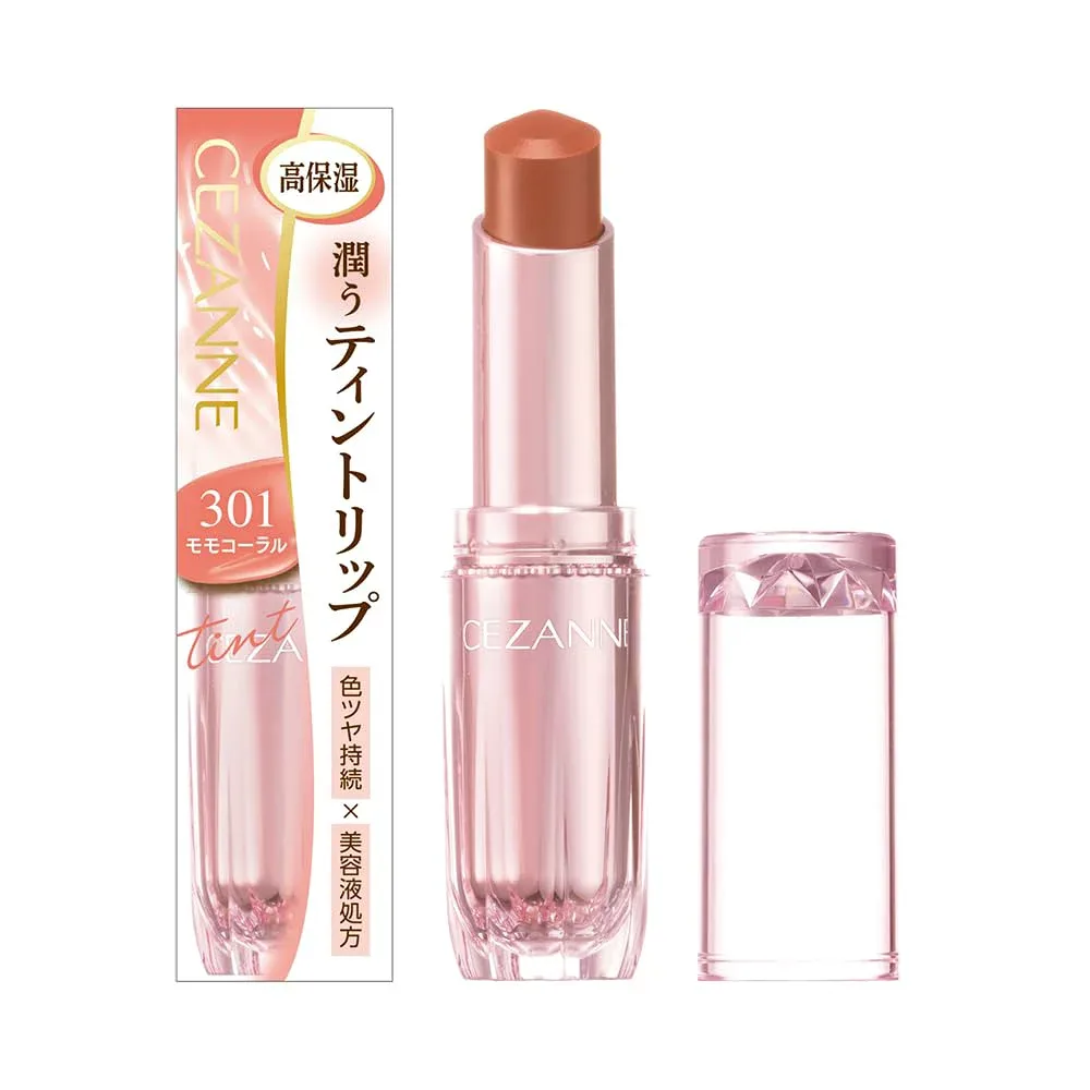 セザンヌ ラスティンググロスリップN 301 モモコーラル 3.2g 色×ツヤ×潤い続く美容液ティントリップ