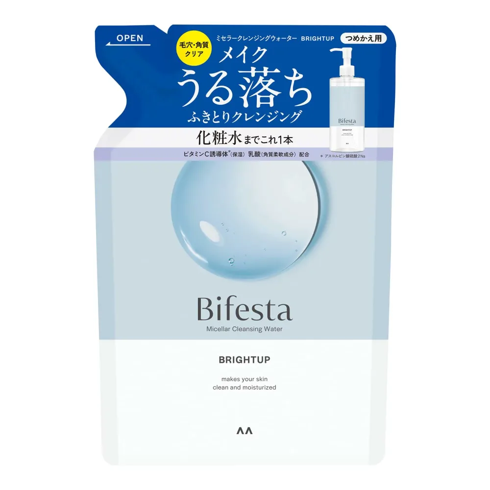 Bifesta(ビフェスタ) ミセラークレンジングウォーター ブライトアップ つめかえ用 ふき取りタイプ 毛穴 ・ 角質 クリア 化粧水由来 オイルフリー 無香料 360ミリリットル (x 1)