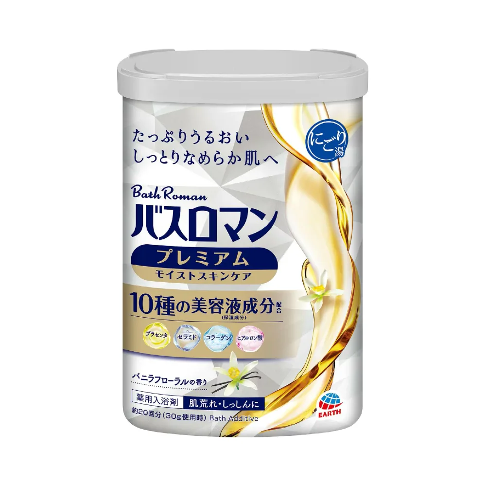 【医薬部外品】バスロマン プレミアム 入浴剤モイストスキンケア にごり 600g お肌にうるおい 乾燥 保湿 疲労回復 肩のこり 腰痛 ケア (アース製薬) バニラフローラルの香り