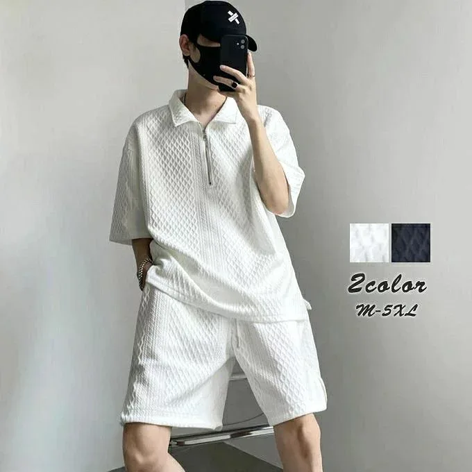 セットアップ メンズ 2点セット 半袖tシャツ ハーフパンツ 無地 上下セット 大きいサイズ スウェット ゆったり シンプル スポーツ 運動