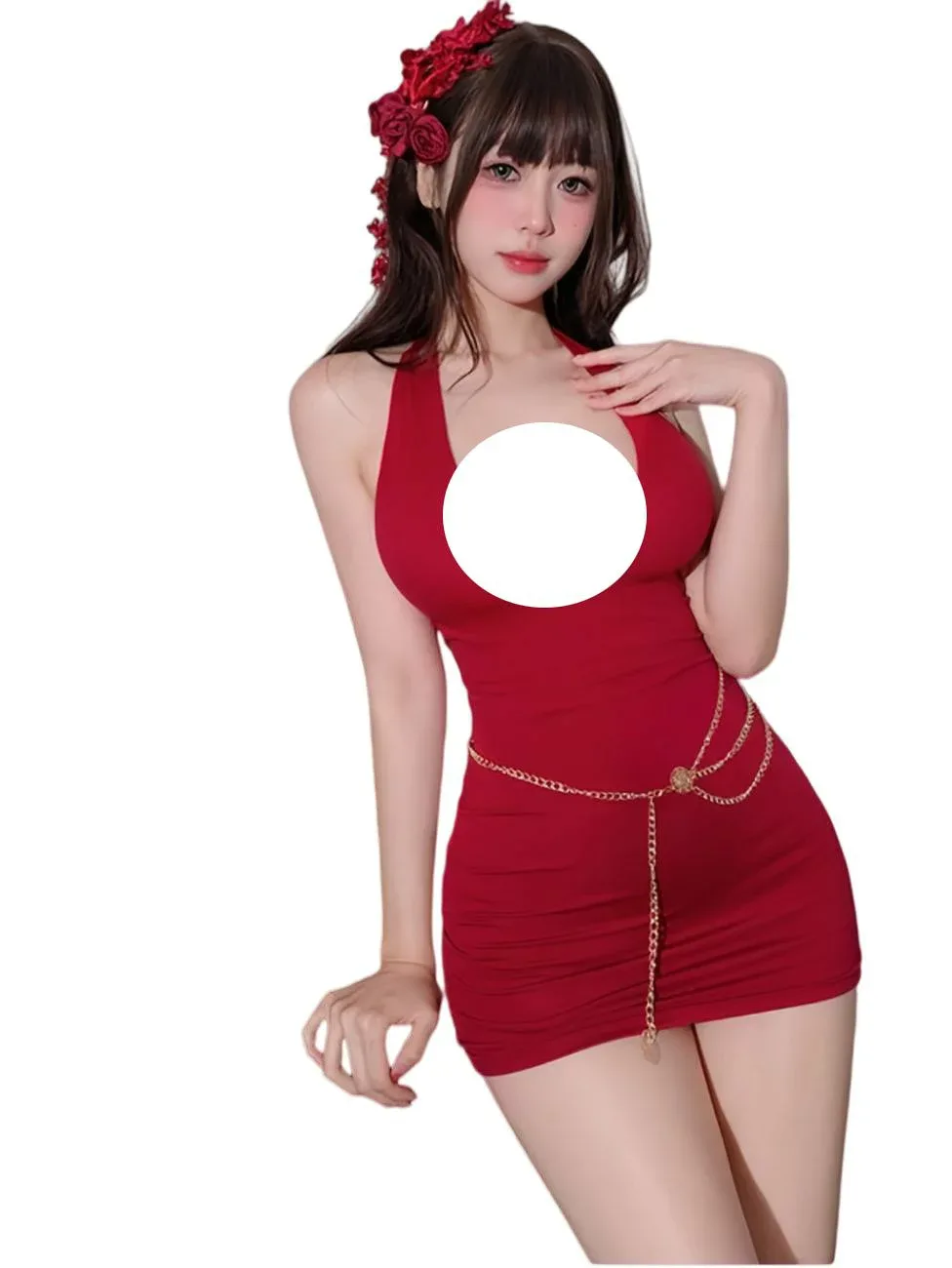 キャミワンピース レディース ミニ丈 レッド 赤 タイトワンピース ボディコン セクシー ドレス ノースリーブ ルームウェア インナーキャミソール タイトフィット ホルターネック