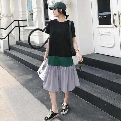 ワンピース ロングワンピ 袖あり レディース きれいめ カジュアル ミモレ丈 半袖 切り替え マルチカラー おしゃれ 大人 可愛い ワンピ ドレス フェミニン ゆったり 体型カバー ブラック 黒 春 秋 夏 20代 30代 40代 50代