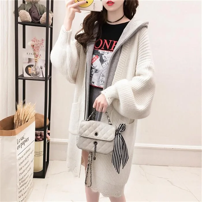 Outerwear Coat Knit Parka Hood Cardigan Jacket Women's Beautiful Casual Stylish Long Sleeve Toggle Adults Cute Overlay Body Cover Natural White Pink Beige Spring Autumn Winter 20's 30's 40's 50's