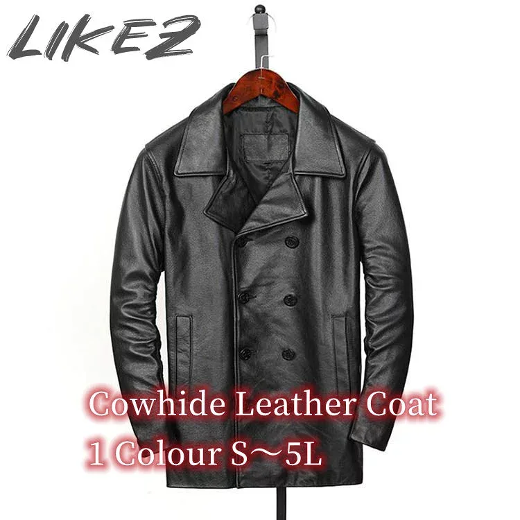 牛革 カウ レザー ジャケット コート メンズ アウター ブラック S/M/L/2L/3L/4L/5L k4b24
