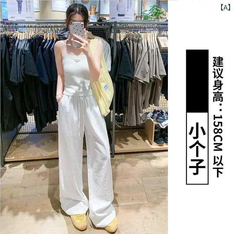 ワイドパンツ 女性用 夏 薄手 リラックス ルーズ 防晒 コットンリネン ストレート ハイウエスト ポケット 付き 軽量 微弾性 日常使い 日韓カジュアル 白色 ブラック ネイビー カーキ ベージュ