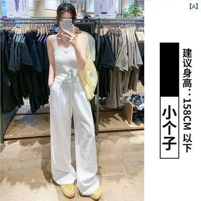 ワイドパンツ 女性用 夏 薄手 リラックス ルーズ 防晒 コットンリネン ストレート ハイウエスト ポケット 付き 軽量 微弾性 日常使い 日韓カジュアル 白色 ブラック ネイビー カーキ ベージュ