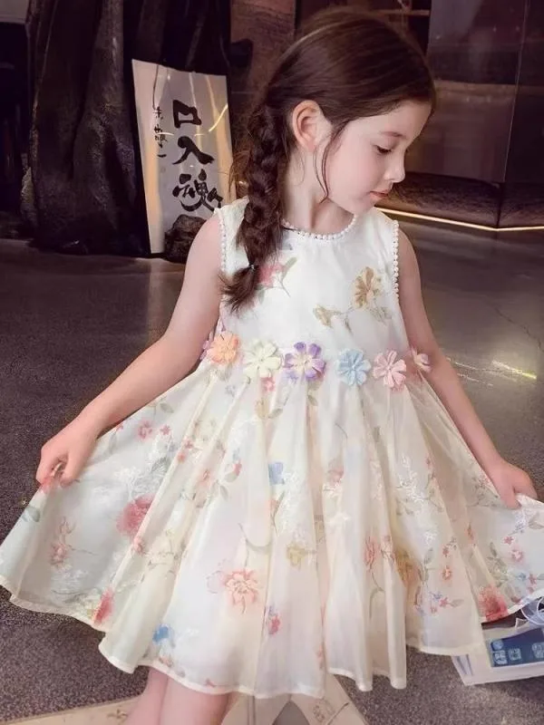 子供服 ワンピース 女の子 A字スカート 夏 プリンセスドレス 半袖 チュールスカート 100cm 110cm 120cm 130cm 140cm 150cm
