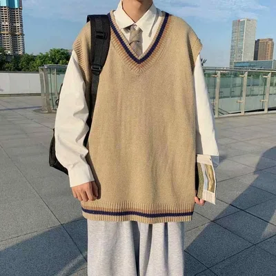 トップス ベスト メンズ 春夏 Vネック ニット