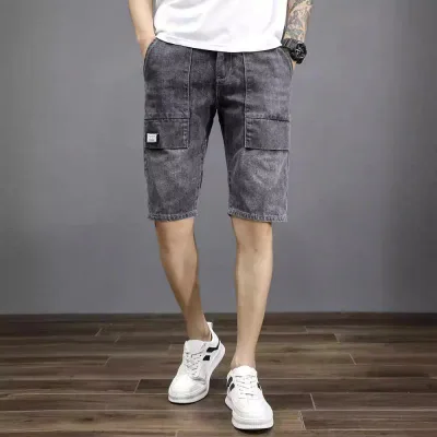 Men's shorts, half-length, denim shorts, jeans, pants, straight tube, loose, thin, casual, everyday wear, for summer
