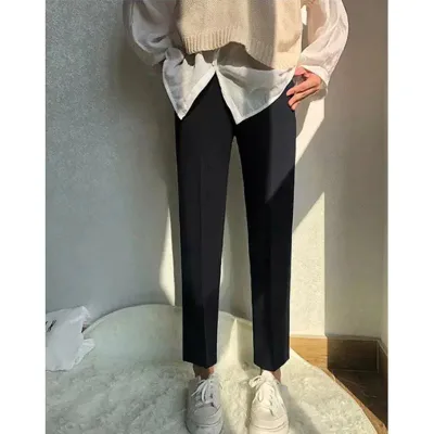 パンツ レディース カジュアルパンツ ストレート テーパードパンツ グレージュ ブラック 秋冬 通勤用 韓流 美脚 ワークパンツ