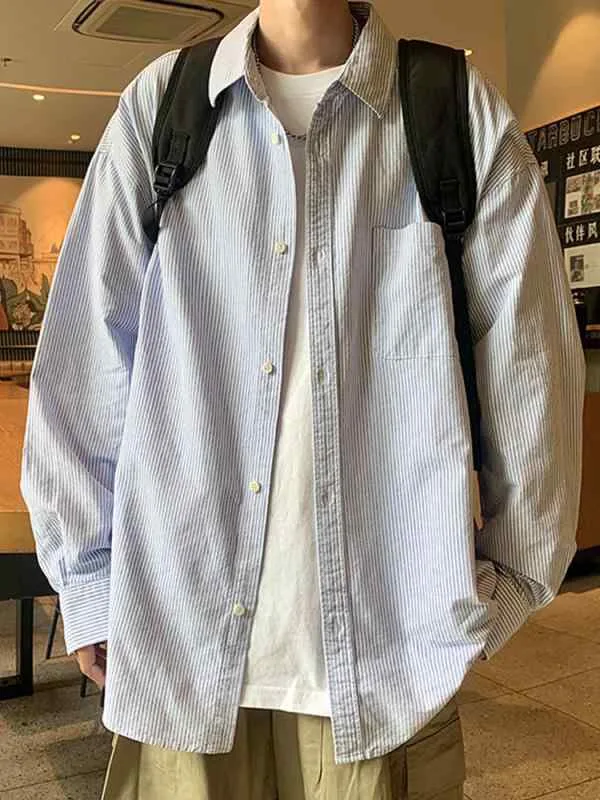 シャツ メンズ レディース 長袖 ストライプ 柄シャツ カジュアル ビッグシルエット ゆったり ヴィンテージ風 オーバーサイズ トップス レトロ ストリート系 羽織り オールシーズン