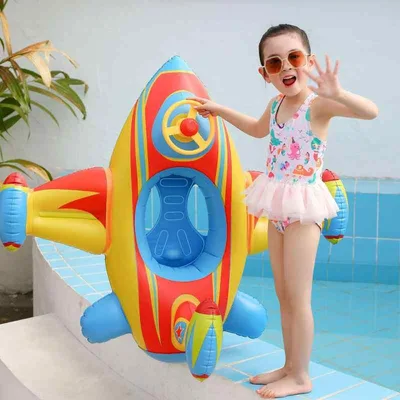 浮き輪 子供 1-6歳 飛行機型 かわいい おしゃれ フロート 空気入れ 水上 ビーチ プール用 海 真夏 暑さ対策 海水浴 日光浴 パーティー 浮具 エクササイズ ボートフロート キッズ 足入れ 強い