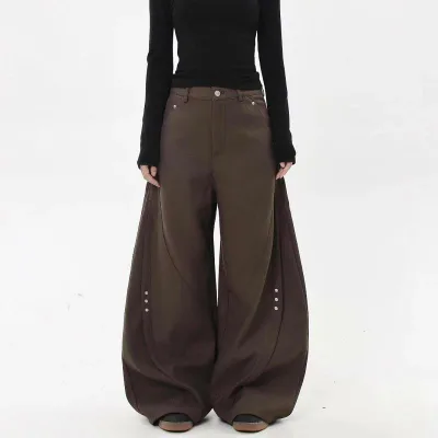カジュアルパンツ メンズ 10代 ゆったり テーパード ワイドパンツ ストレート ワークパンツ ポリエステル レジャー デート ストリート 深茶 黒 春