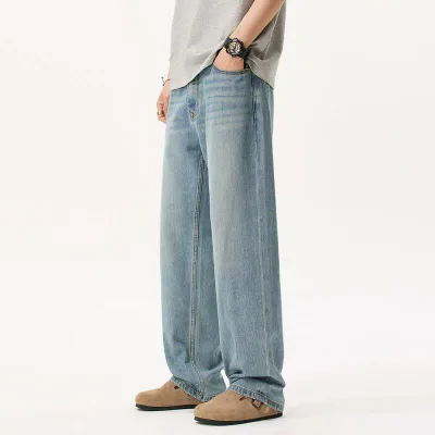 デニム メンズ テーパードパンツ ジーンズ 男性用 ジーパン ルーズフィット ストレート 薄手 ゆったり 春夏 カジュアル 普段使い 部屋着 綿58% 再生繊維