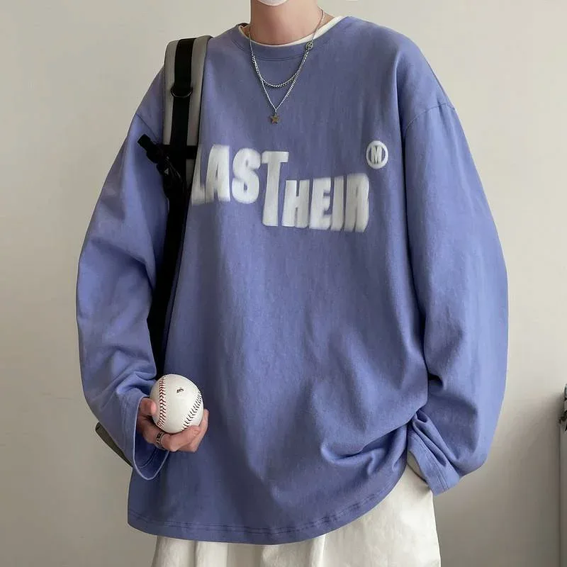 Tシャツ メンズ 長袖 春秋 港風 リラックス アルファベット柄 プリント インナー トップス