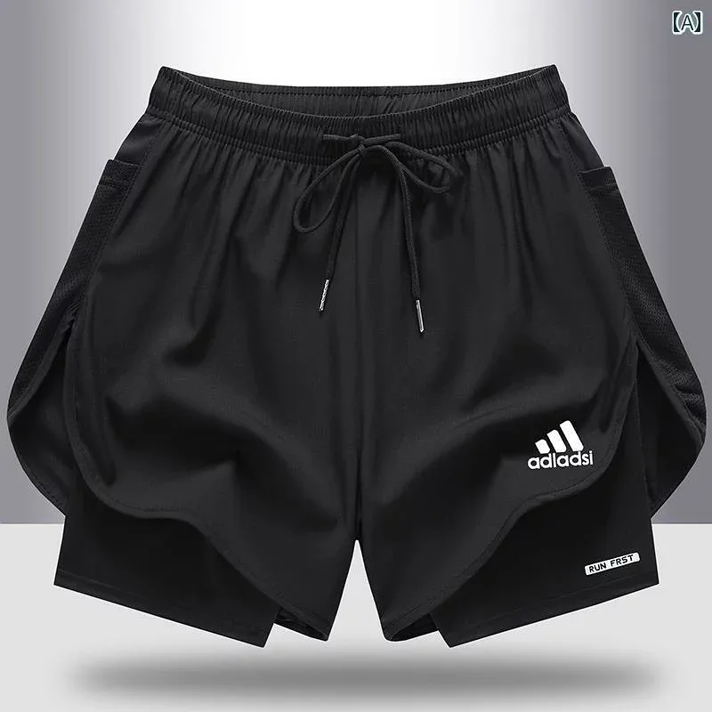 2025年 裏地 付き 七分 丈 パンツ 男女兼用 夏用 マラソン ランニング ショーツ スポーツ フィットネス 速乾.オシャレ