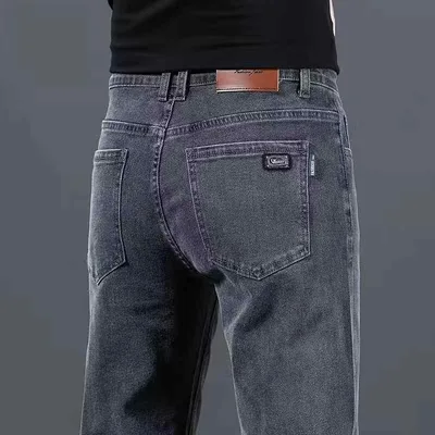 ジーンズ メンズ 男性用 ストレート 薄手 デニムパンツ ジーパン ズボン ボトムス 耐摩耗 ワークパンツ 作業着 普段使い ゆったり 伸縮性 コットン 綿 ブラック 黒 グレー