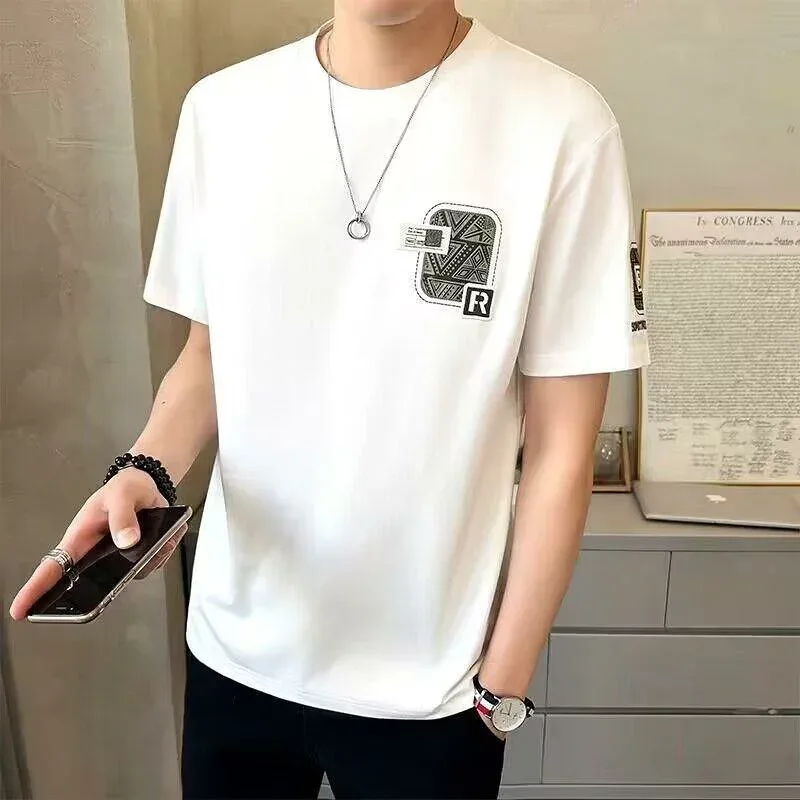 Tシャツ メンズ 半袖 トップス スリムフィット 無地 薄手 カットソー カジュアル 韓国 ストリート 普段使い 部屋着 ブラック ホワイト カーキ