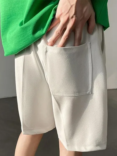 ハーフパンツ 男性用 ポリエステル テーパード イージーパンツ リラックスパンツ ブラック ホワイト カーキ 伸縮性 通気性 普段使い ルームウェア
