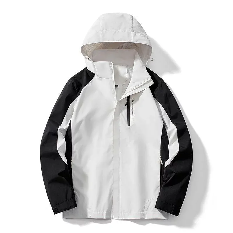 マウンテンパーカー 男女兼用 防風 防水 ジャケット 配色 切り替え 登山服 アウトドアウェア 秋冬 ペア カップル ポリエステル