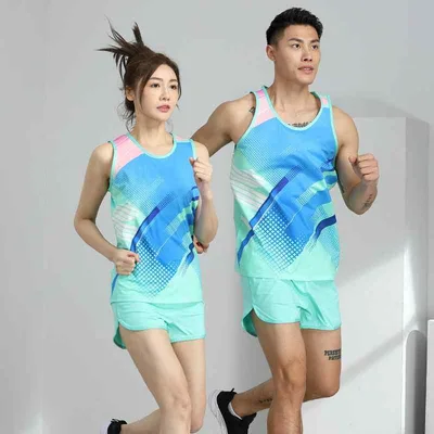 スポーツウェア 男性用 女性用 夏用 ランニングウェア トレーニングウェア 上下セット 迷彩柄 陸上競技 マラソン ポリエステル 吸湿速乾