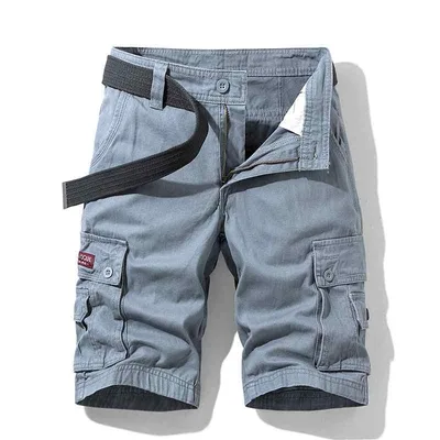 ハーフパンツ メンズ 男性用 コットン カーゴパンツ 5分丈 膝丈 ゆったり グレー カーキ ブラック ブルー 春夏 アウトドア 普段使い