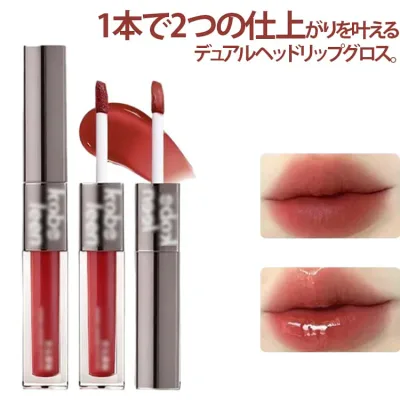 口紅 デュアルヘッドリップグロス リップティント & グロス 2WAY 落ちにくい 2本セット マットリップ 長持ち リップグロス マット 鏡面感 水光 鏡面 泥リップ ツヤ マット 高発色 色落ちしにくい 泥質感マットリップ ダブルエンドリップグロス 2本セット 持続力抜群