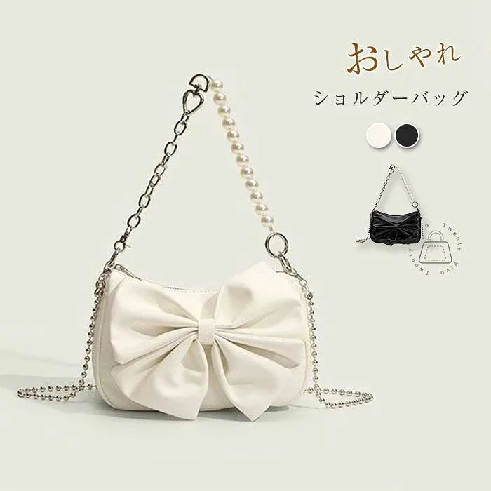 ショルダーバッグ レディース 2way バッグ リボン 小さめ ショルダー パール付き 可愛い ミニバッグ ミニショルダーバッグ ビーズ 大人 斜め掛け 肩掛け フォーマルバッグ セレモニーバッグ おしゃれ キレイめ エレガント ガーリー