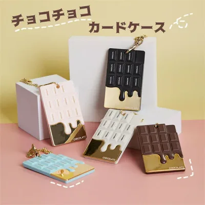 【100円オフ+最大P5】カードケース カード入れ 可愛い オシャレ バッグチャーム 定期入れ 盗難防止 icカード ケース かわいい ユニーク チョコレートデザイン シンプル おしゃれ スリム 薄型 薄い コンパクト 軽量 軽い メンズ レディース
