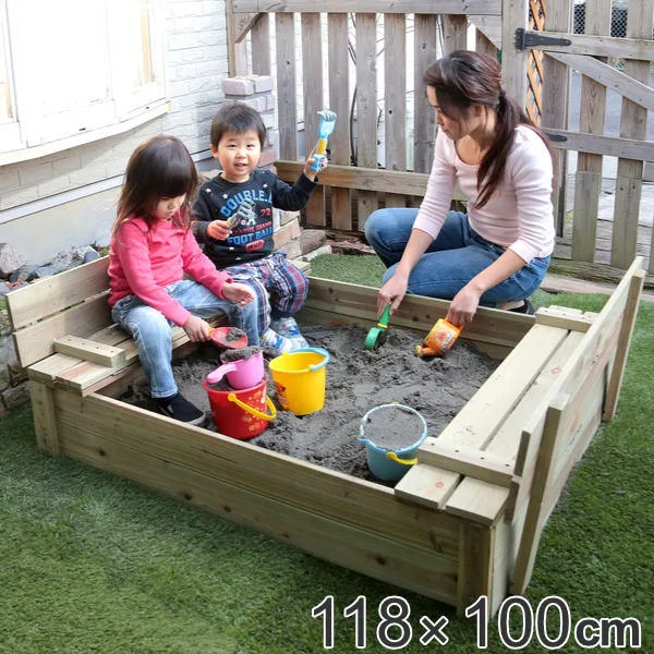 砂場 フタ付 開閉式 118×100cm 木製砂場 ( 送料無料 蓋付き ふた付き 砂遊び 砂場遊び 子供 自宅用 家庭用 庭 屋外 遊具 砂場ベンチ 砂あそび 外遊び 猫除け )