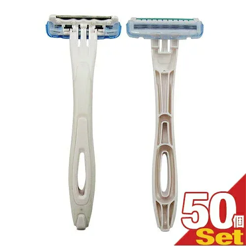 (ホテルアメニティ)(個包装)貝印 業務用 使い捨てカミソリ3枚刃 (スムーサー付) × 50個【最強翌日配送】【宅配便】