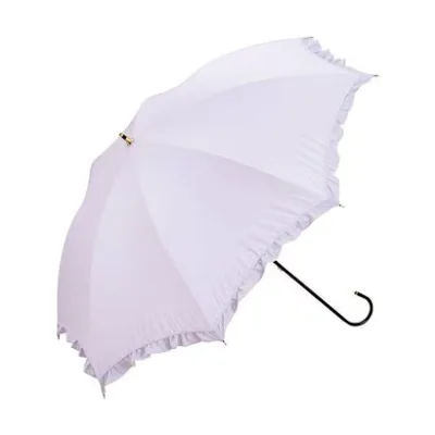 【Wpc.】日傘 遮光クラシックフリル 親骨50cm 完全遮光 遮熱 UVカット 晴雨兼用 レディース 長傘 おしゃれ 可愛い 女性 通勤 通学 (ラベンダー)